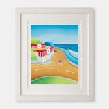 Park and Ride – Saltburn beach huts, pier and surf art by Matt Whaley