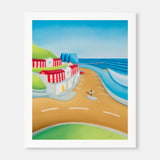 Park and Ride – Saltburn beach huts, pier and surf art by Matt Whaley