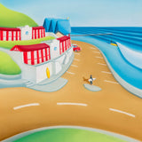 Park and Ride – Saltburn beach huts, pier and surf art by Matt Whaley