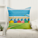 Carve Your Own Path cushion – Saltburn beach huts and surf art by Matt Whaley