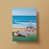 Ticket to Ride postcard by Matt Whaley – Saltburn Pier and Cliff Lift surf art card