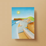 Down By The Ship postcard – Saltburn beach, The Ship Inn, and surf art by Matt Whaley