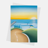 The Slope of Hope greeting card – Saltburn surf art by Matt Whaley