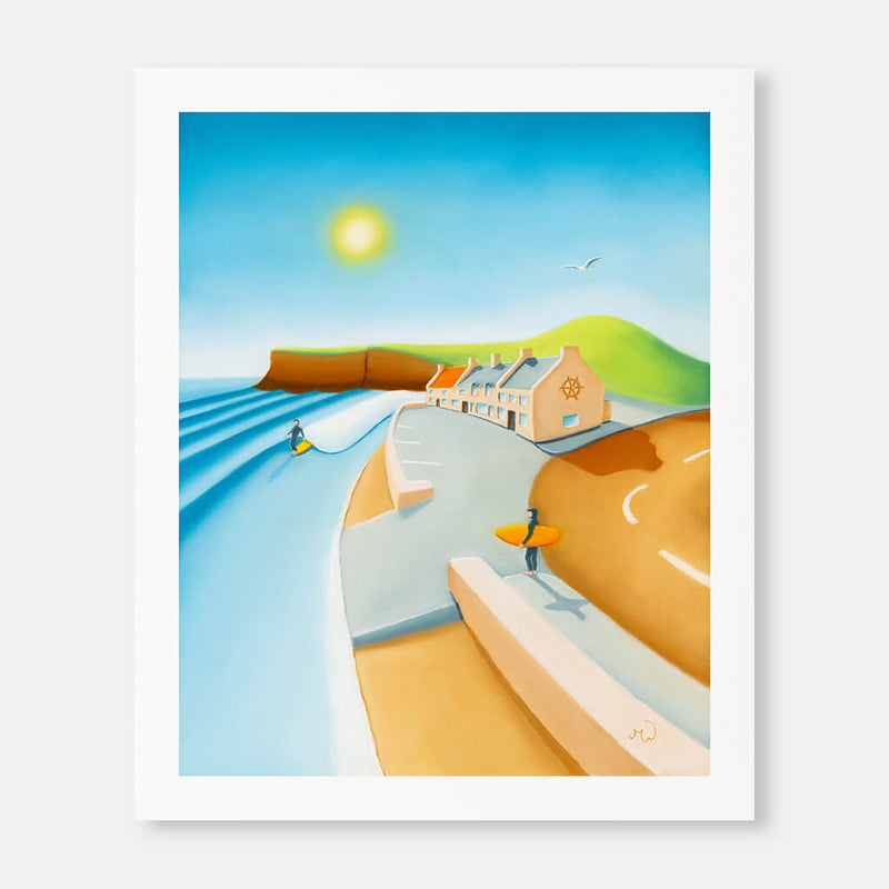Down By The Ship - Surf Art – Saltburn beach and The Ship Inn, by Matt Whaley