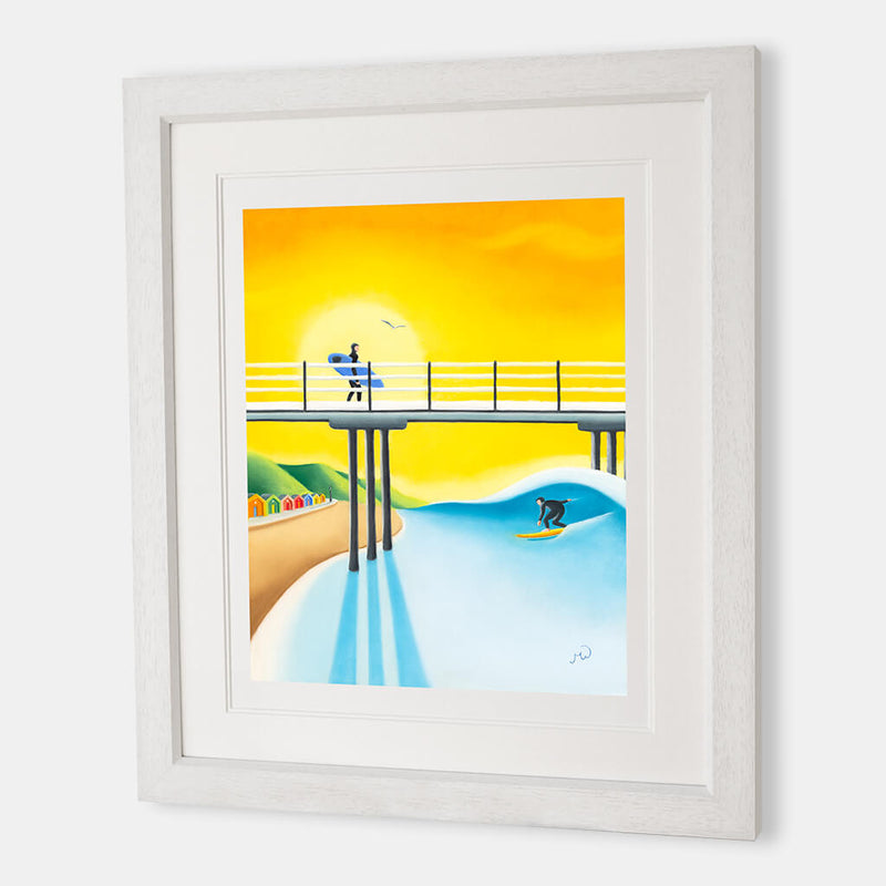 Golden Hour – Saltburn surf art by Matt Whaley