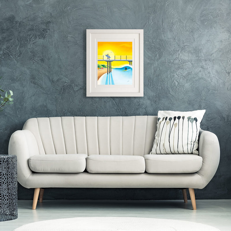 Golden Hour – Saltburn surf art by Matt Whaley