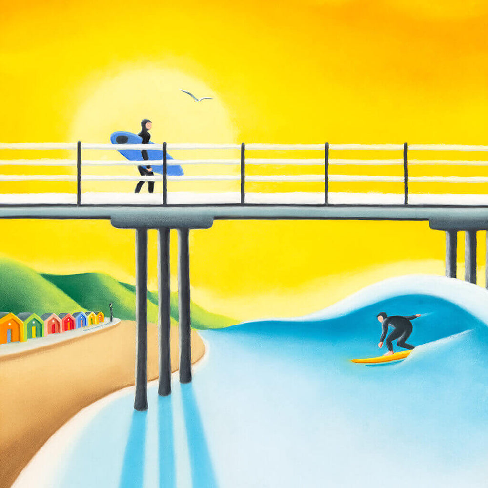 Golden Hour | Saltburn Surf Art by Matt Whaley – Matt Whaley Art