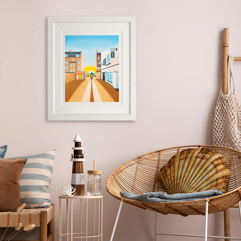 Drinking in the Morning Sun – Saltburn surf art by Matt Whaley
