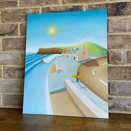 Matt Whaley Surf Art - A Quick Dip and The Ship