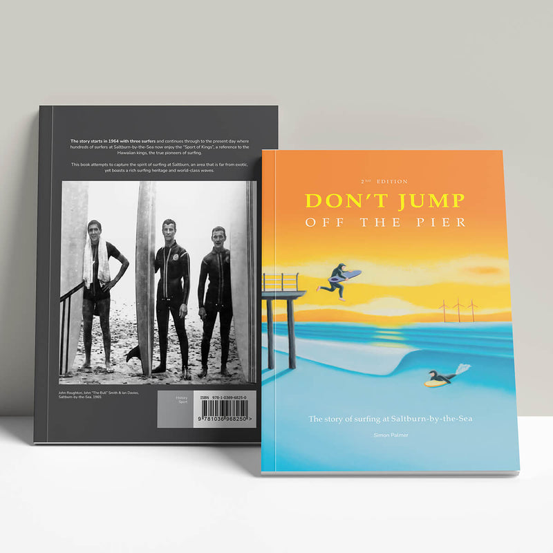 Don’t Jump Off the Pier book cover – Saltburn surf and coastal art by Matt Whaley