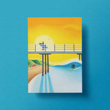 Golden Hour postcard – Saltburn surf art by Matt Whaley